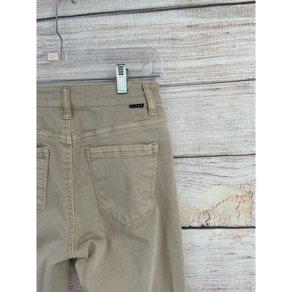 Risen Distressed Bootcut Jeans Women's Size 0/24 Tan/Beige Stretch - Picture 8 of 16